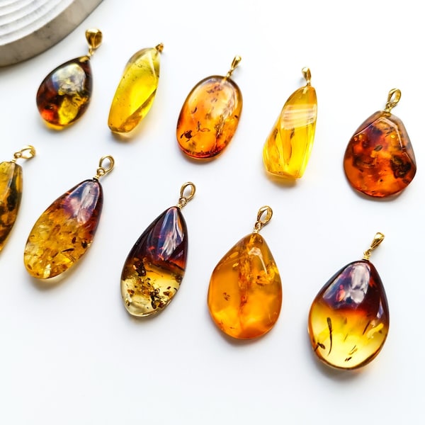 Real Natural Baltic Amber Pendant with Gold Plated 925 Silver Bail, Amber  Healing, Genuine Exceptional Amber, Elegant Amber for Collectors