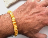 Mens Butterscotch Amber Bracelet,Natural Baltic Amber, Bracelet for Men, Yolk Egg Bracelet,Egg Yolk Amber,Genuine Amber,Boho Bracelet