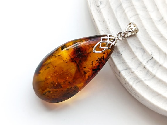Baltic Amber Silver Pendant,Genuine Baltic Amber Pendant,925 Silver Pendant,Birthstone Pendant,Baltic Amber Pendant,Gift for Her