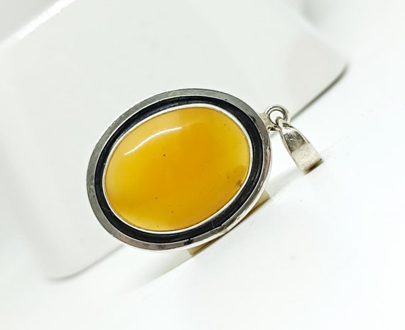 Amber Pendant with 925 Silver,Handmade 925 Silver Pendant,Butterscotch Genuine Amber Pendant,Birthstone Pendant,Amber Pendant