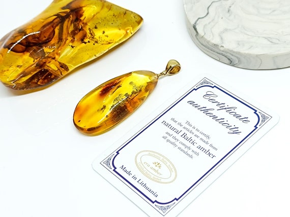 Stunning Baltic Amber Pendant with 14K Gold Plated 925 Silver, Natural Amber Amber Pendant, Genuine Cognac Amber, Elegant Amber for Healing