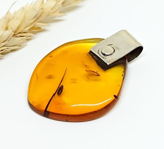 Baltic Amber Silver Pendant,Genuine Baltic Amber Pendant,925 Silver Pendant,Birthstone Pendant,Baltic Amber Pendant,Gift for Her