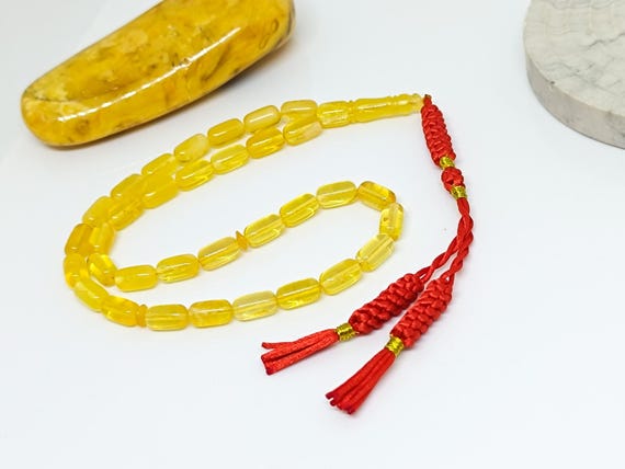 Butterscotch Amber Rosary,Natural Baltic Amber Islamic Prayer Beads,Amber Tesbih,Kahraman,Kehribar Gift for Him,Misbah,