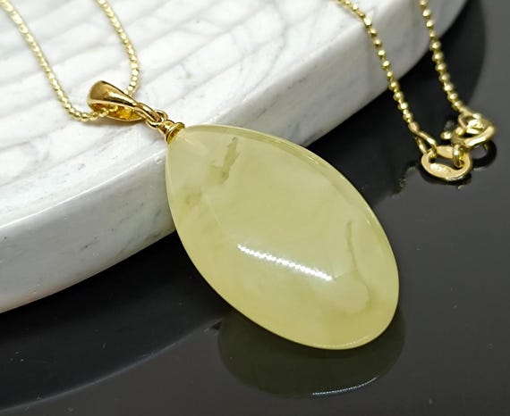 Premium Real Natural Amber Pendant with Gold Plated 925 Sterling Silver, Handmade Genuine Pendant, Butterscotch Amber Birthstone Pendant