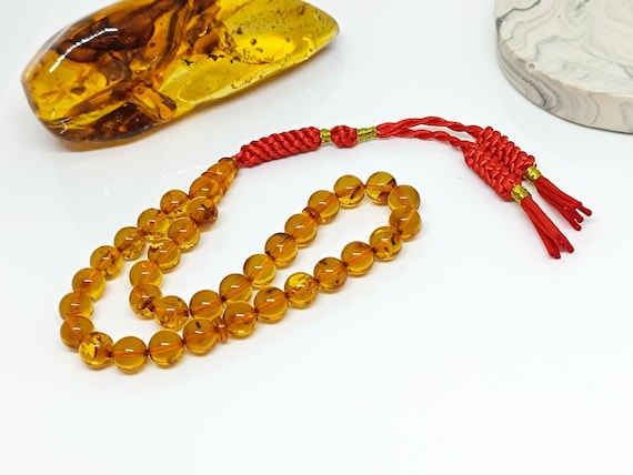 33 Beads Cognac Color Amber Rosary,Natural Baltic Amber,Amber Tesbih,Kahraman,Kehribar,Genuine Amber Muslim Misbah