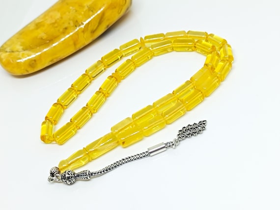 Natural Baltic Amber Rosary with 33 Beads & 925 Sterling Silver,Natural Baltic Amber Islamic Rosary, Amber Tesbih, Kahraman, Kehribar
