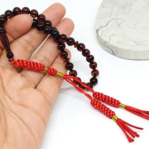 33 Beads Real Authentic Amber Rosary, Natural Baltic Amber Prayer Beads, Kahraman, Kehribar, Genuine Amber Muslim Misbah,7mm image 5