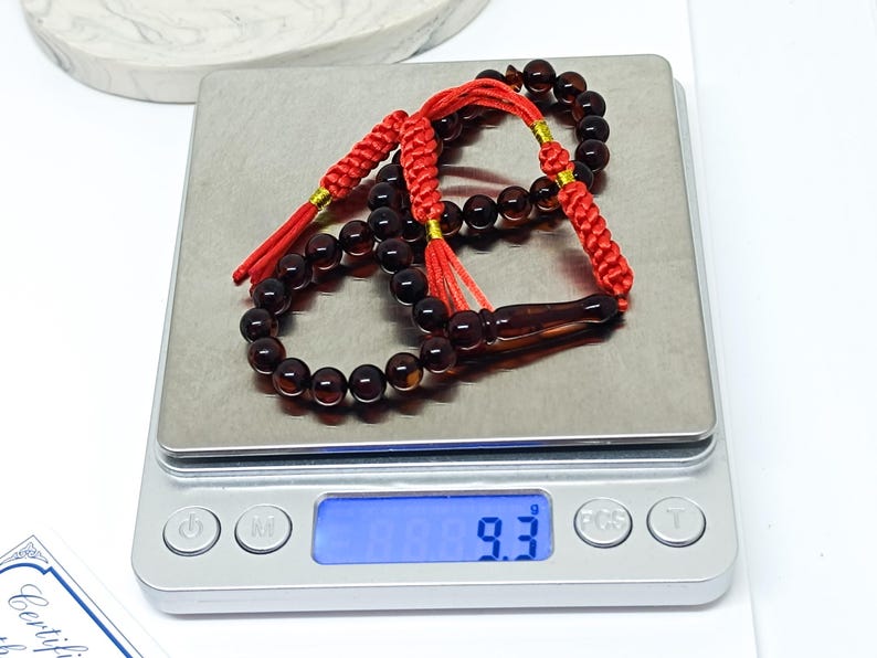 33 Beads Real Authentic Amber Rosary, Natural Baltic Amber Prayer Beads, Kahraman, Kehribar, Genuine Amber Muslim Misbah,7mm image 4