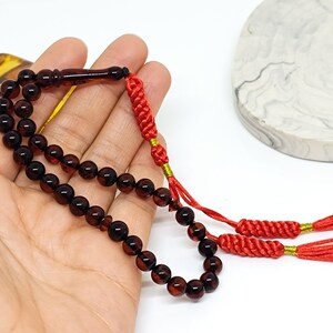 33 Beads Real Authentic Amber Rosary, Natural Baltic Amber Prayer Beads, Kahraman, Kehribar, Genuine Amber Muslim Misbah,7mm image 6