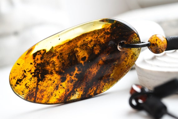 21gr Large Amber Pendant, Natural Baltic Amber with Leather, Raw Amber Pendant, Raw Stone Pendant,Boho Jewelry,Healing Jewelry