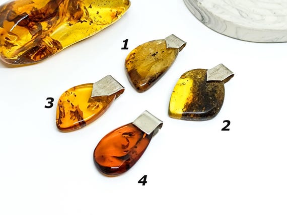Natural Baltic Amber Pendant & Sterling Silver, Genuine Amber Jewelry, Amber for Healing and Gift, Gemstone Pendant, Birthstone Pendant