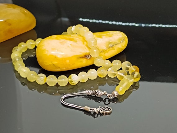 Natural Baltic Amber Rosary with 33 Beads & 925 Sterling Silver,Natural Baltic Amber Islamic Rosary, Amber Tesbih, Kahraman, Kehribar
