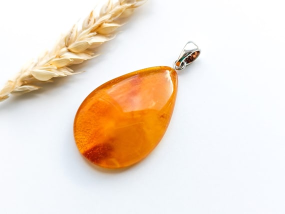 Raw Baltic Amber Pendant with Sterling Silver Bail,Genuine Amber Pendant,Gemstone Pendant,Raw Stone Jewelry,Gift for Her,6gr