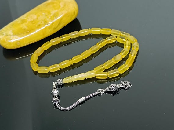 Natural Baltic Amber Rosary with 33 Beads & 925 Sterling Silver,Natural Baltic Amber Islamic Rosary, Amber Tesbih, Kahraman, Kehribar