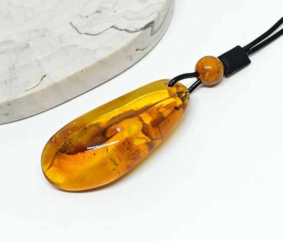 16gr Large Amber Pendant, Natural Baltic Amber Pendant with Leather, Raw Amber Pendant, Raw Stone Pendant, Boho Pendant, Healing Pendant
