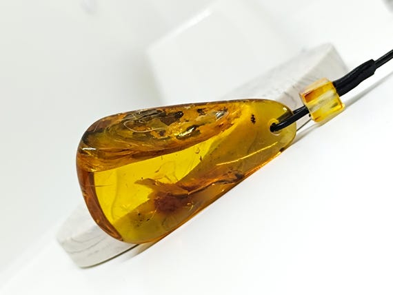 Large Amber Pendant, Raw Real Baltic Amber Pendant, Anxiety Relief And Healing Pendant, Gemstone Jewelry, Chunky Amber with Leather