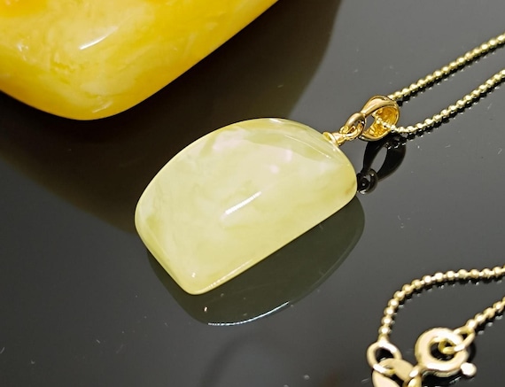 Premium Real Natural Amber Pendant with Gold Plated 925 Sterling Silver, Handmade Genuine Pendant, Butterscotch Amber Birthstone Pendant