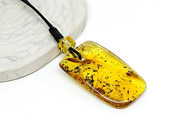 Natural Amber Pendant, Amber with Leather, Amber Healing Jewelry, Raw Stone Pendant,Boho Gift,Genuine Amber Pendant,12gr