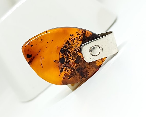 Genuine Baltic Amber Pendant with 925 Silver, Elegant Natural Amber for Collectors, Amber for Healing, Birthstone Pendant