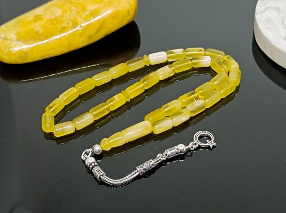 Natural Baltic Amber Rosary with 33 Beads & 925 Sterling Silver,Natural Baltic Amber Islamic Rosary, Amber Tesbih, Kahraman, Kehribar