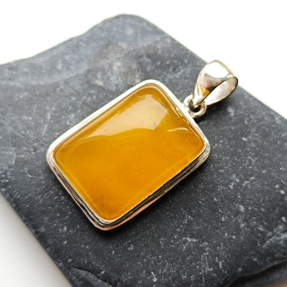 Natural Real Amber Silver Pendant,Butterscotch Amber Pendant,Handmade 925 Silver Pendant,Birthstone Pendant,Healing Pendant