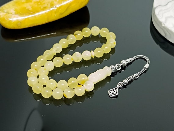 Natural Baltic Amber Rosary with 33 Beads & 925 Sterling Silver,Natural Baltic Amber Islamic Rosary, Amber Tesbih, Kahraman, Kehribar, 8mm
