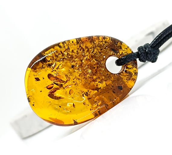 Large Amber Pendant,Natural Baltic Amber Pendant with Adjustable String,Raw Amber Jewelry,Raw Stone Pendant,Boho Pendant, Amber for Healing