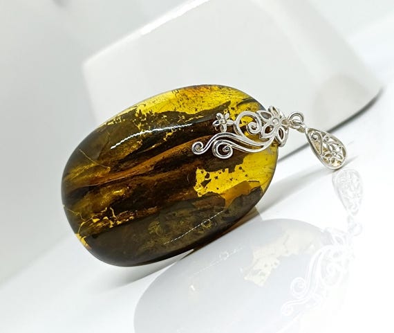 Stunning Baltic Amber 925 Silver Pendant ,Genuine Baltic Amber Pendant,925 Silver Pendant,Birthstone Pendant,Gift for Her,16gr
