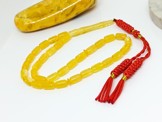 Butterscotch Amber Rosary,Natural Baltic Amber Islamic Prayer Beads,Amber Tesbih,Kahraman,Kehribar Gift for Him,Misbah,