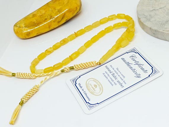 Authentic Natural Amber Rosary,Real Baltic Amber Islamic Prayer Beads,Amber Tesbih,Kahraman,Kehribar Gift for Him,Misbah,