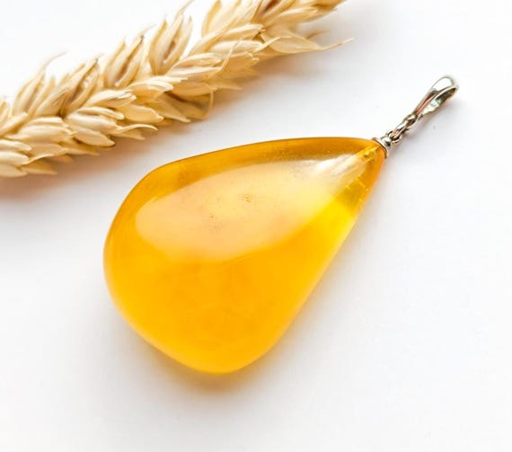 Baltic Amber Pendant with 925 Silver, Amber Jewelry, Unique Shape Amber Pendant, Gift for Her, Healing Pendant, Natural Baltic Amber Pendant