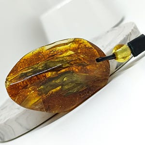 Genuine Natural Amber Pendant, Real Baltic Amber with Adjustable Leather, Amber for Healing and Relief, Handmade Natural Gemstone Pendant