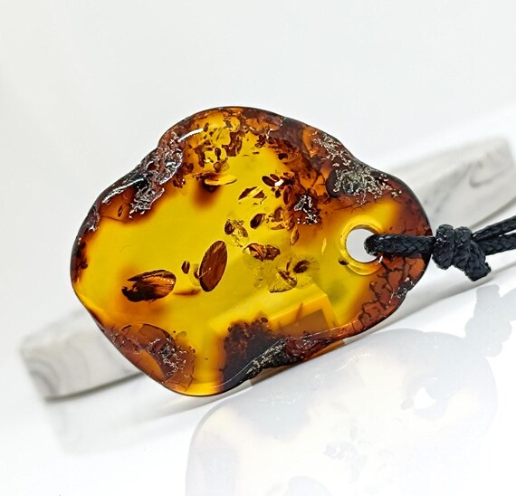 Large Amber Pendant,Natural Baltic Amber Pendant with Adjustable String,Raw Amber Jewelry,Raw Stone Pendant,Boho Pendant, Amber for Healing