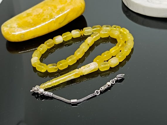 Natural Baltic Amber Rosary with 33 Beads & 925 Sterling Silver,Natural Baltic Amber Islamic Rosary, Amber Tesbih, Kahraman, Kehribar