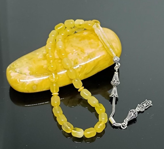 Baltic Amber Rosary with 33 Beads &  925 Sterling Silver Tassel,Natural Baltic Amber Islamic Prayer Beads,Amber Tesbih,Kahraman,Amber