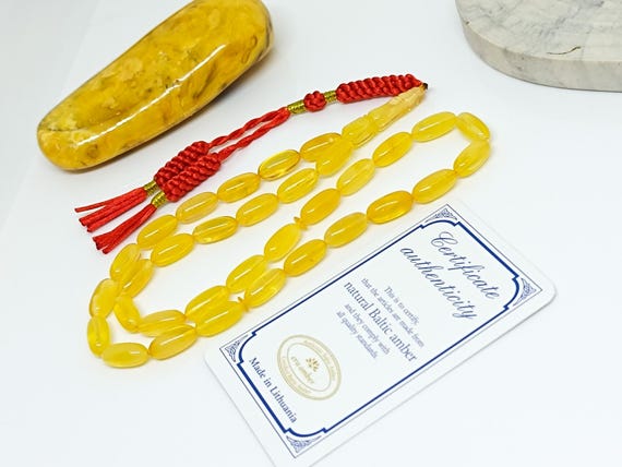 Butterscotch Amber Rosary,Natural Baltic Amber Islamic Prayer Beads,Amber Tesbih,Kahraman,Kehribar Gift for Him,Misbah,