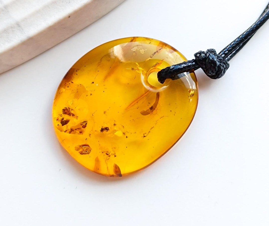 Baltic Amber Pendant With Adjustable Cord, Amber Jewelry, Unique Shape ...