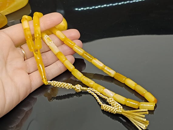 Authentic Natural Amber Rosary,Real Baltic Amber Islamic Prayer Beads,Amber Tesbih,Kahraman,Kehribar Gift for Him,Misbah,