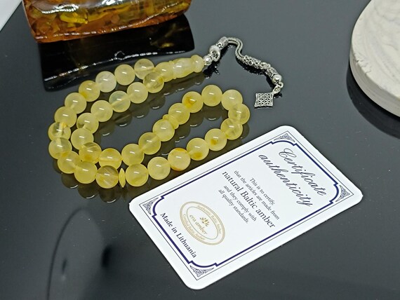 Natural Baltic Amber Rosary with 33 Beads & 925 Sterling Silver,Natural Baltic Amber Islamic Rosary, Amber Tesbih, Kahraman, Kehribar