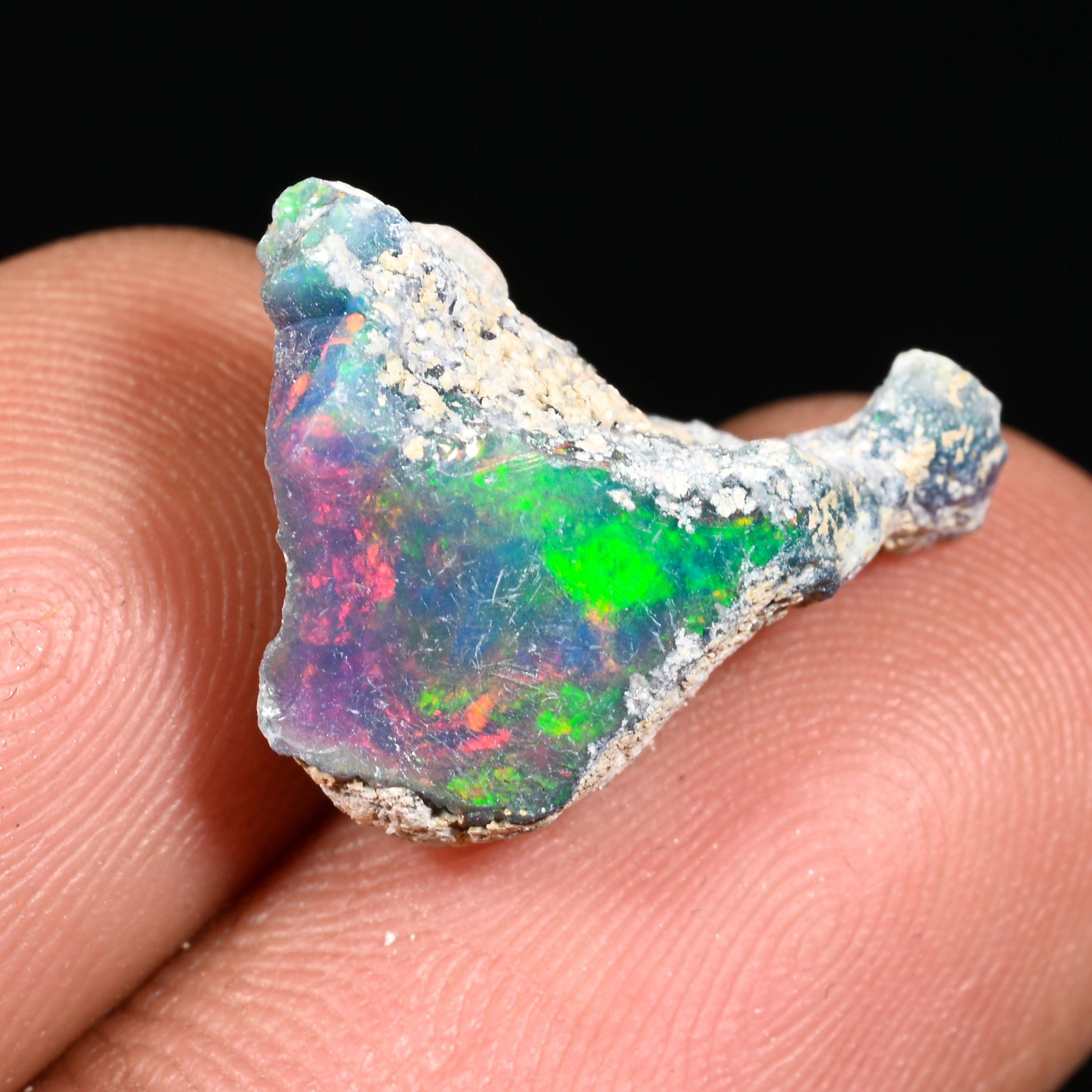 Opale Noire D'Éthiopie Welo - 3,58 Carats - Cabochon Noir Opalescent - Pierre Fine Neuf Sans Emballage