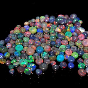 3-5 MM Ethiopian Opal Beads,Natural Black Opal Loose Beads-October Birthstone-Opal Gemstone Beads,Multi Blue Opal Beads,Opal Roundel Beads