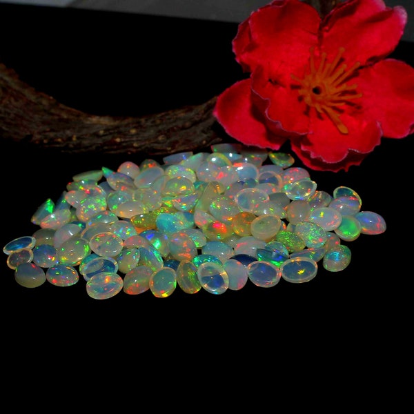 Natural Ethiopian Opal-Oval Cabochon-Calibrated Opal Wholesale Lot-Flashy Multi Fire Welo Fire Opal Cabochon,AAA Opal Gemstone Lot All Sizes