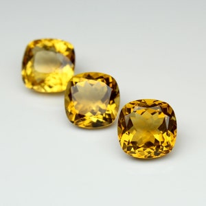 7 x 7 mm、天然イエローシトリンストーン - シトリン宝石 - シトリンクッションカット - キャリブレーション済みシトリン - 11月の誕生石 - クリスマスセール - シトリン
