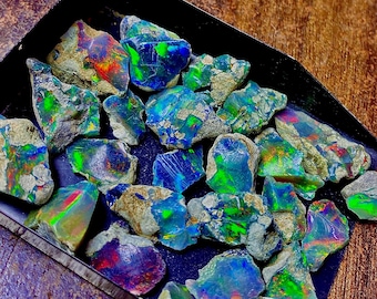 Black Ethiopian Opal Rough, dry opal rough lot, multi fire welo opal raw,jumbo fire opal rough, Cut Grade Natural Opal Crystal rough, 10 PCS