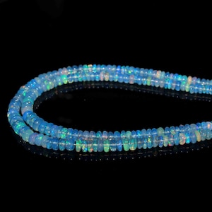 3-4 MM Smooth Ethiopian Opal Beads,Natural Opal Beads-October Birthstone-Opal Gemstone Beads,Blue Opal Beads,Roundelle Opal Beads