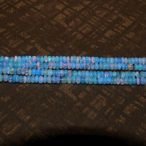 3-4 MM Smooth Ethiopian Opal Beads,Natural Opal Beads-October Birthstone-Opal Gemstone 8 Inches Strand,Blue Opal Beads,Roundelle Opal Beads