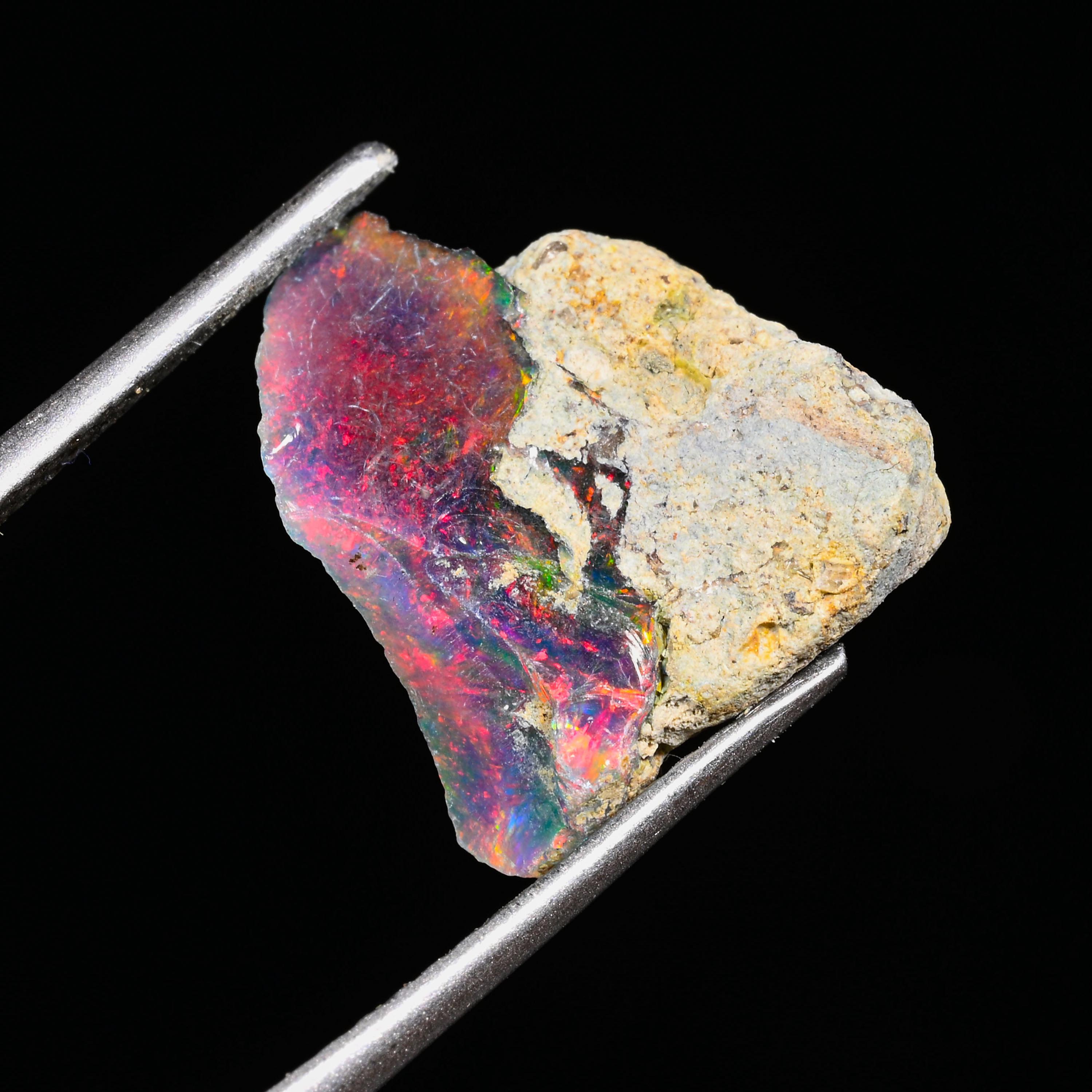 Opale Noire D'Éthiopie Welo - 3,44 Carats - Cabochon - Couleur Noir Opalescent - Neuf Sans Emballage