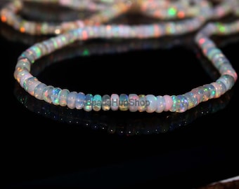 Ethiopian White Opal Gemstone Beads,Natural Opal Gemstone Beads,4-5 MM Opal Beads,Fire Opal Beads,Roundelle Opal Beads,8" Inch Opal Beads