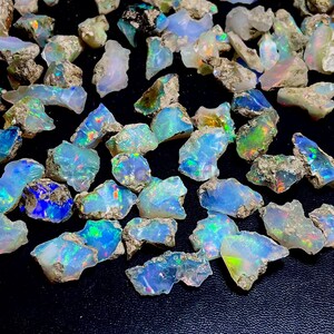 Ópalo etíope natural multicolor en bruto - Piedra natal de octubre - Ópalo de fuego en bruto - Lote de ópalo en bruto - Venta al por mayor de ópalo en bruto - Ópalo para joyería de 12 a 16 mm