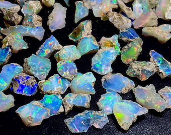 Ópalo etíope natural multicolor en bruto - Piedra natal de octubre - Ópalo de fuego en bruto - Lote de ópalo en bruto - Venta al por mayor de ópalo en bruto - Ópalo para joyería de 12 a 16 mm